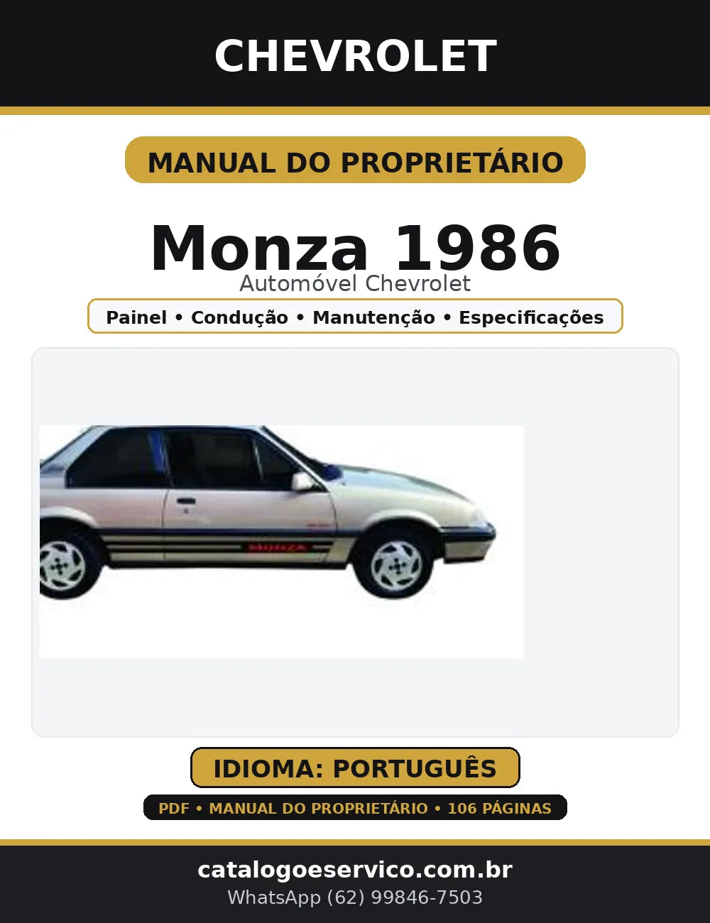 Manual do Proprietário Chevrolet Monza 1986 — em Português (PDF) — capa