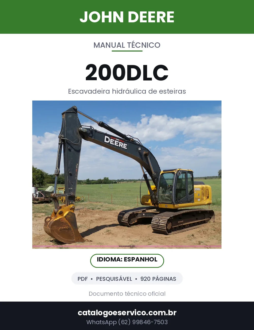 Capa — Manual Técnico John Deere 200DLC em PDF