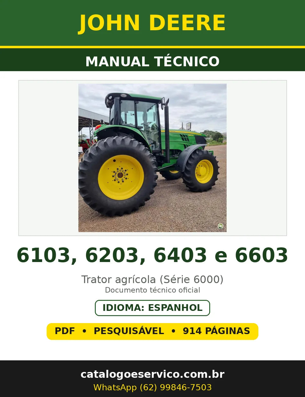 Capa - Manual Técnico John Deere 6103, 6203, 6403 e 6603