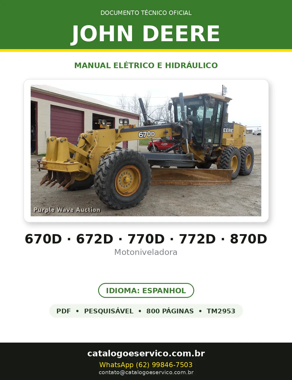 MANUAL ELÉTRICO HIDRÁULICO JOHN DEERE - 670D, 672D, 770D, 772D, 870D — capa