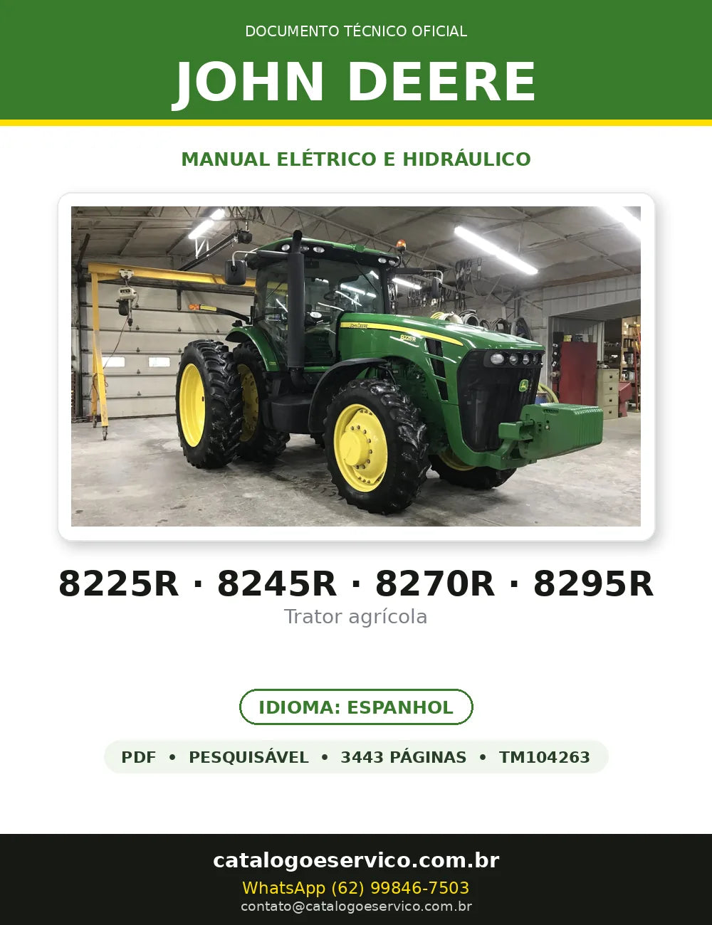 MANUAL ELÉTRICO HIDRÁULICO JOHN DEERE - 8225R, 8245R, 8270R, 8295R — capa