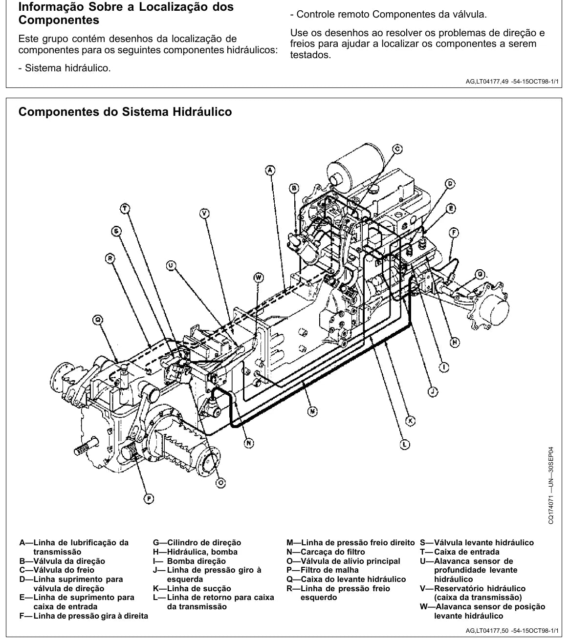 Página interna com ilustração técnica — John Deere 5403 / 5600 / 5603 (amostra 2 de 2)