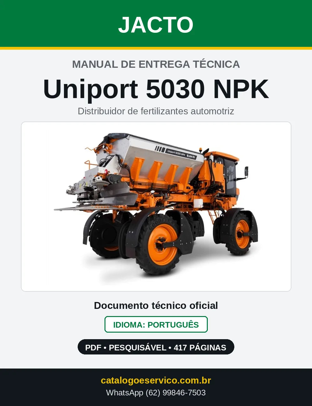 Manual de Entrega Técnica Jacto Uniport 5030 NPK — capa