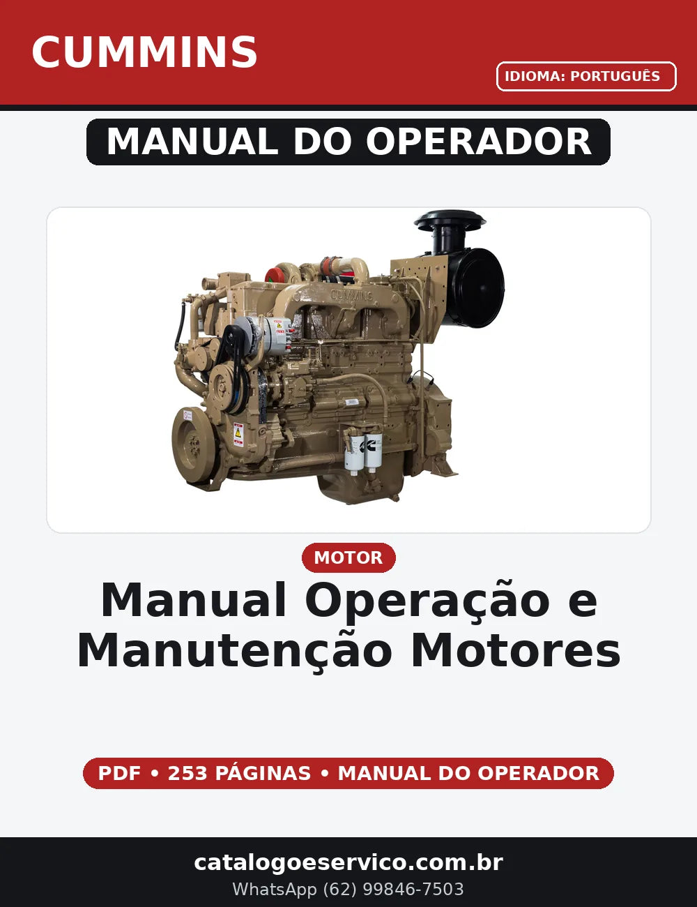 MANUAL OPERAÇÃO E MANUTENÇÃO MOTORES NT/NTA-855 BIG CAM III CUMMIS — capa do manual do operador