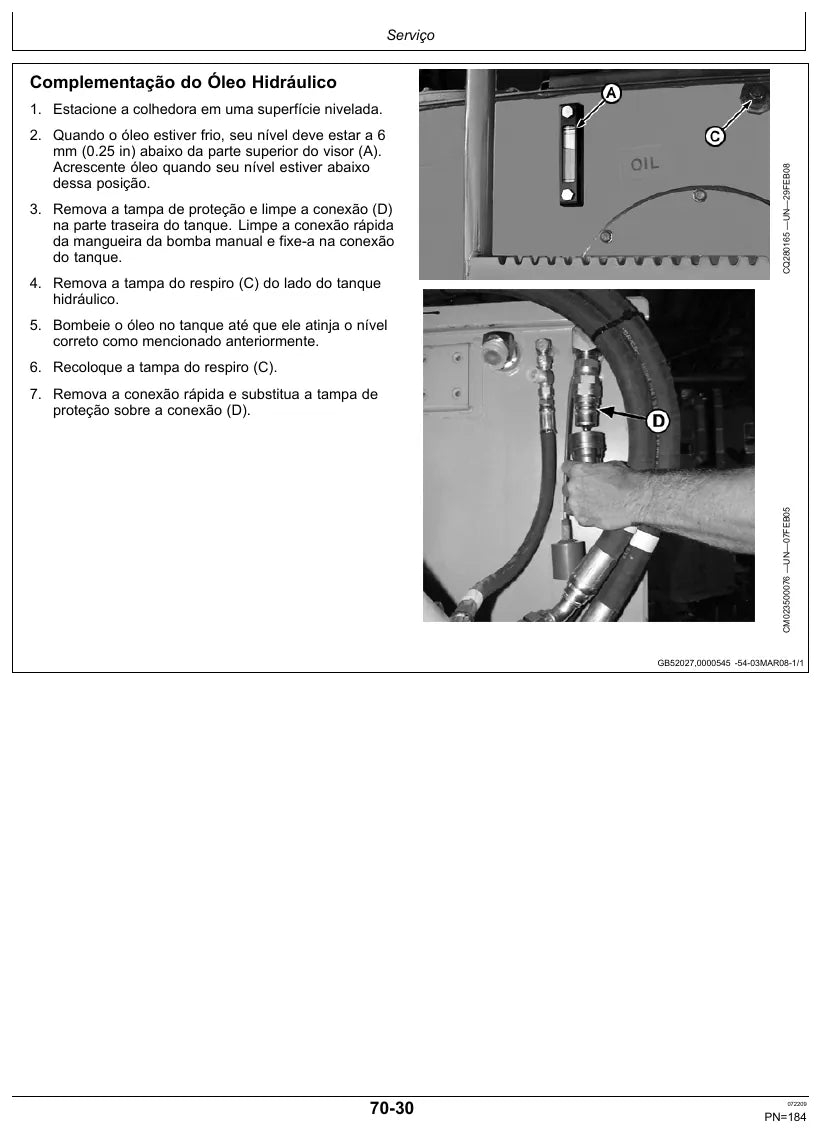 Página interna 1 — Manual do Operador John Deere Colhedora de Cana 3520