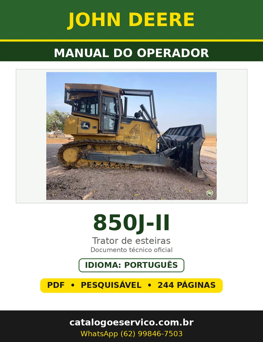 Capa - Manual do Operador John Deere 850J-II