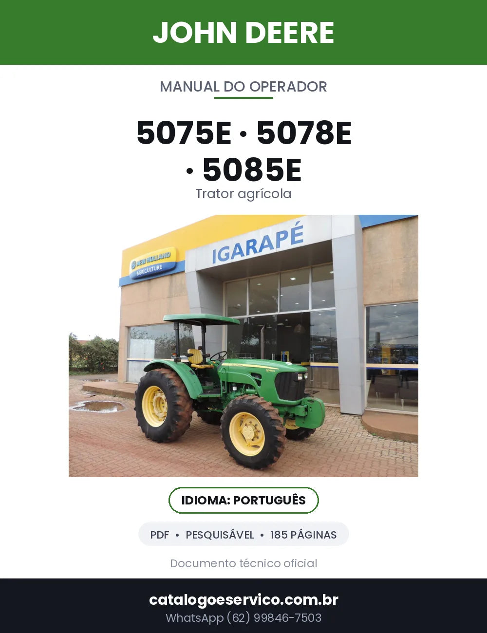 Capa — Manual do Operador John Deere 5075E / 5078E / 5085E em PDF