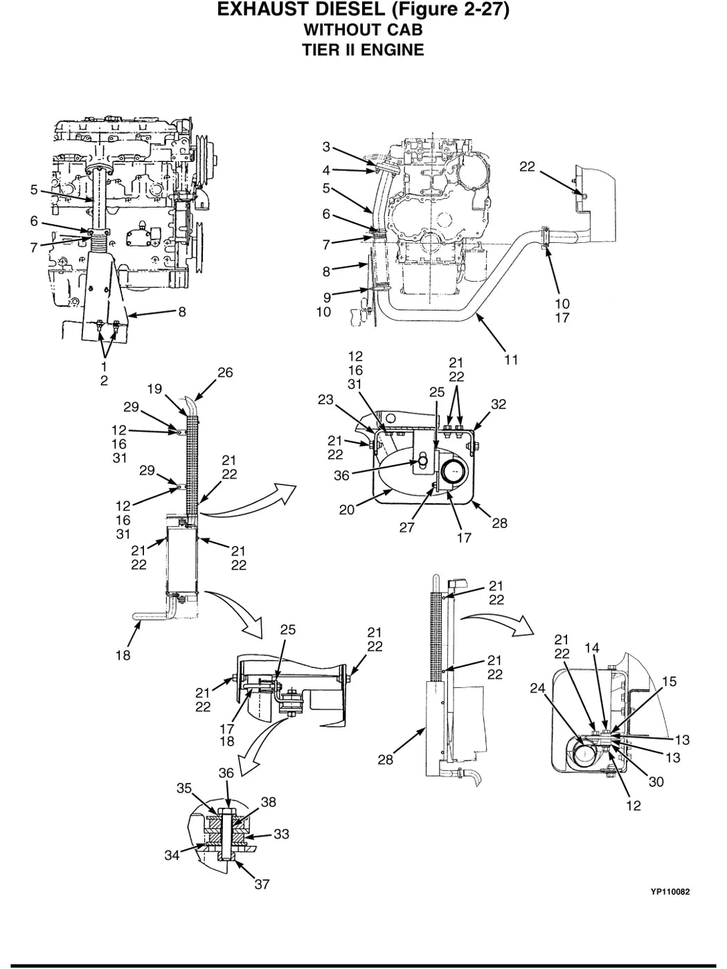 Detalhe de componentes ilustrados no Catálogo de Peças Hyster H135XL e H155XL