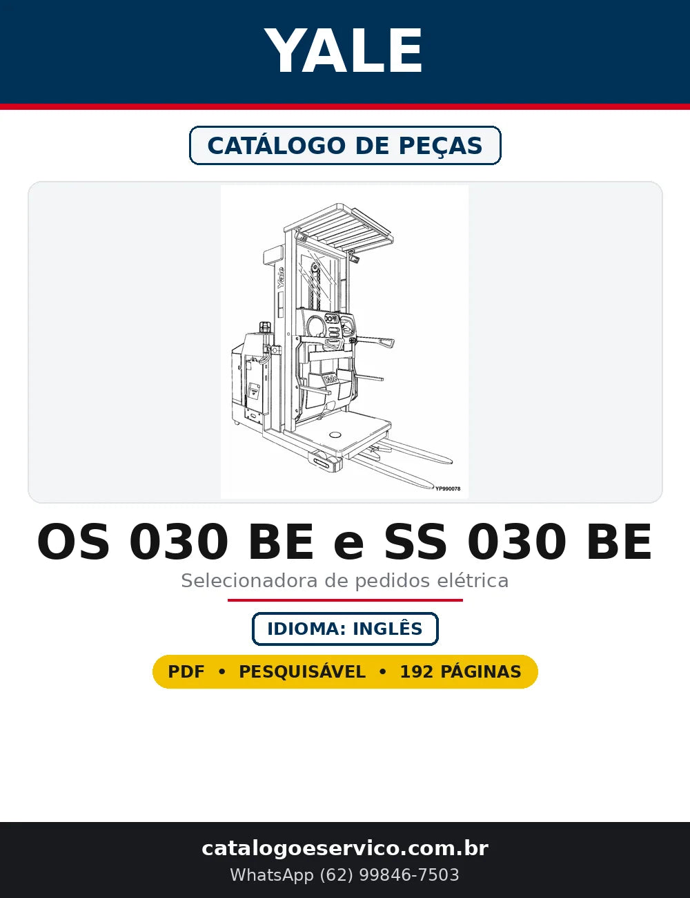 Capa do Catálogo de Peças Yale OS 030 BE e SS 030 BE em PDF com 192 páginas