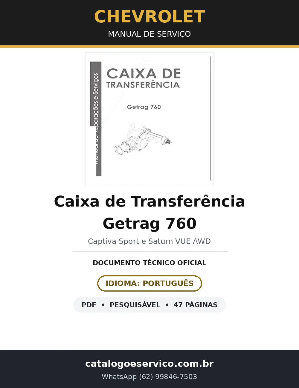 Manual de Serviço Caixa de Transferência Getrag 760 — GM Captiva (47 págs.) — capa