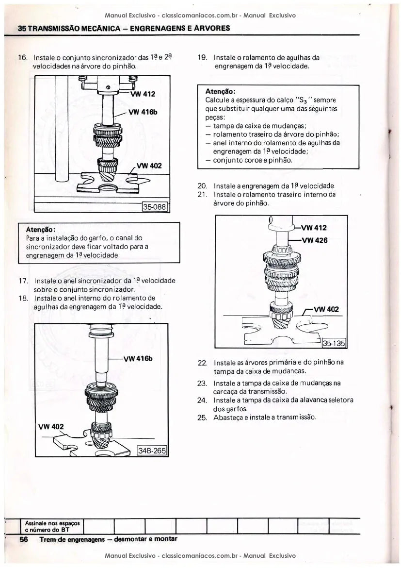 Página interna 2 — Manual de Serviço Volkswagen Embreagem e câmbio — motor AP