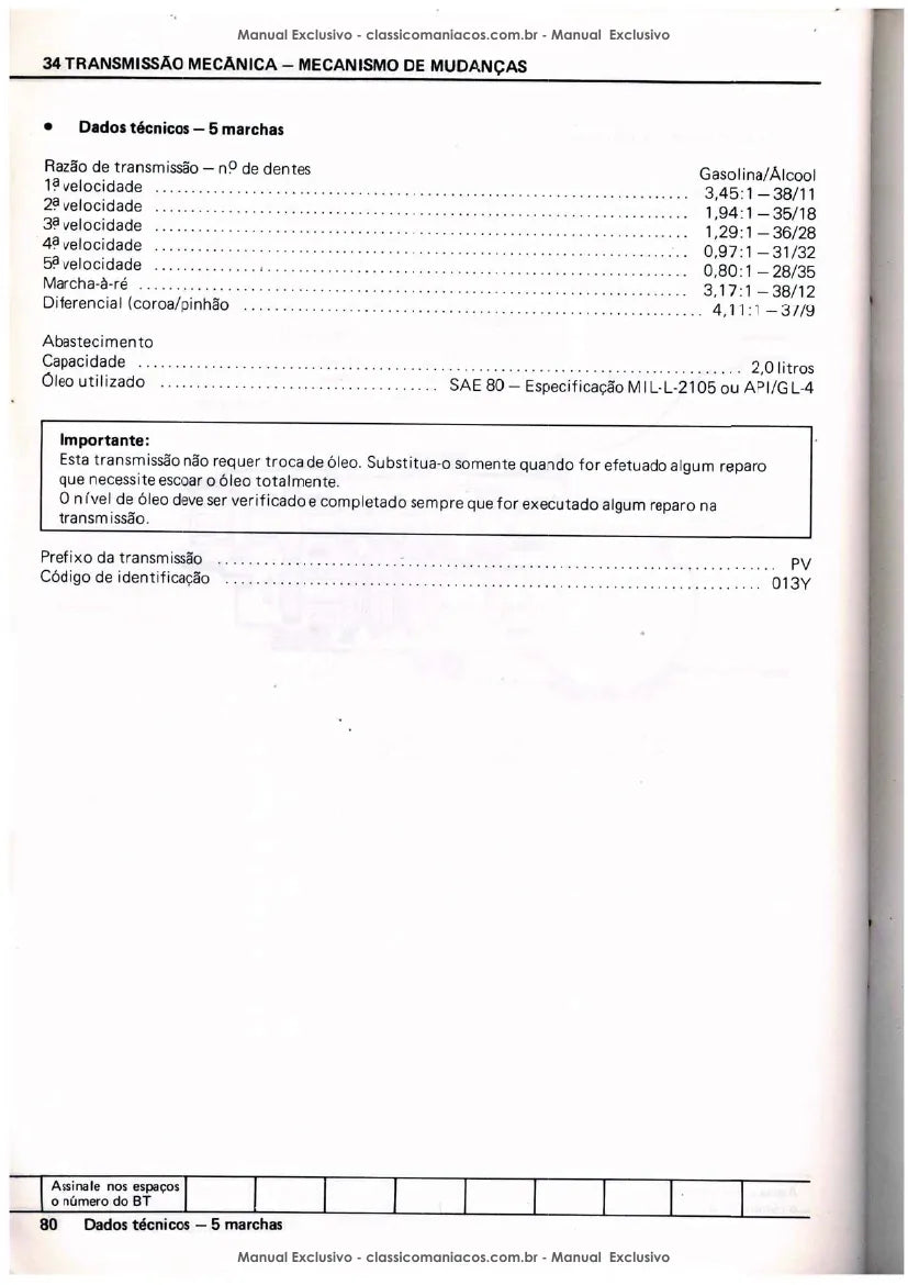 Página interna 3 — Manual de Serviço Volkswagen Embreagem e câmbio — motor AP