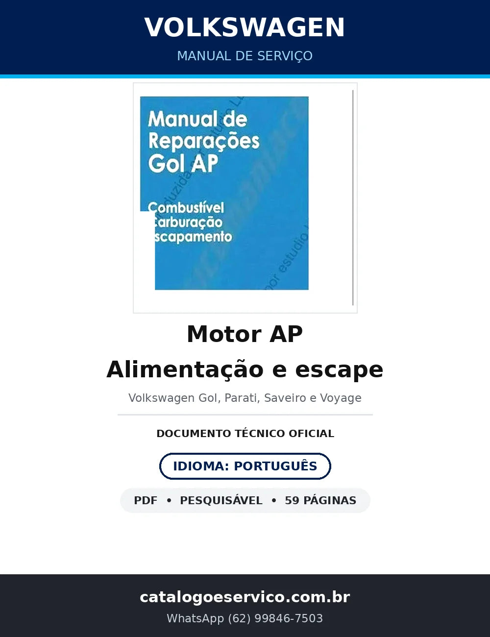 Manual de Serviço Volkswagen Motor AP — alimentação e escape — 59 págs. — capa
