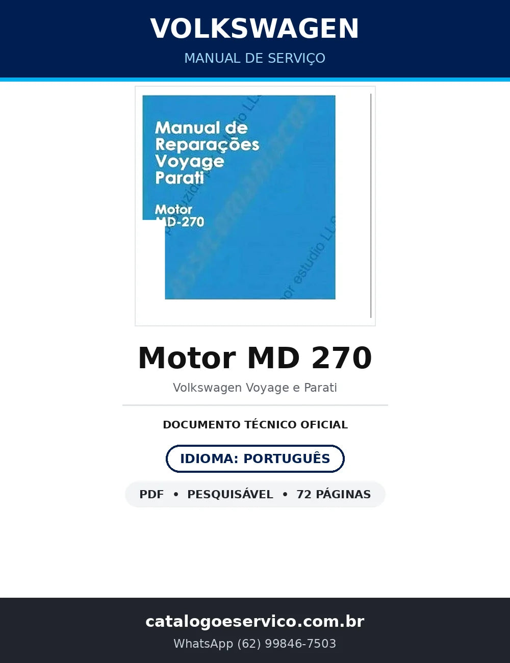 Manual de Serviço Volkswagen Motor MD 270 — 72 págs. — capa
