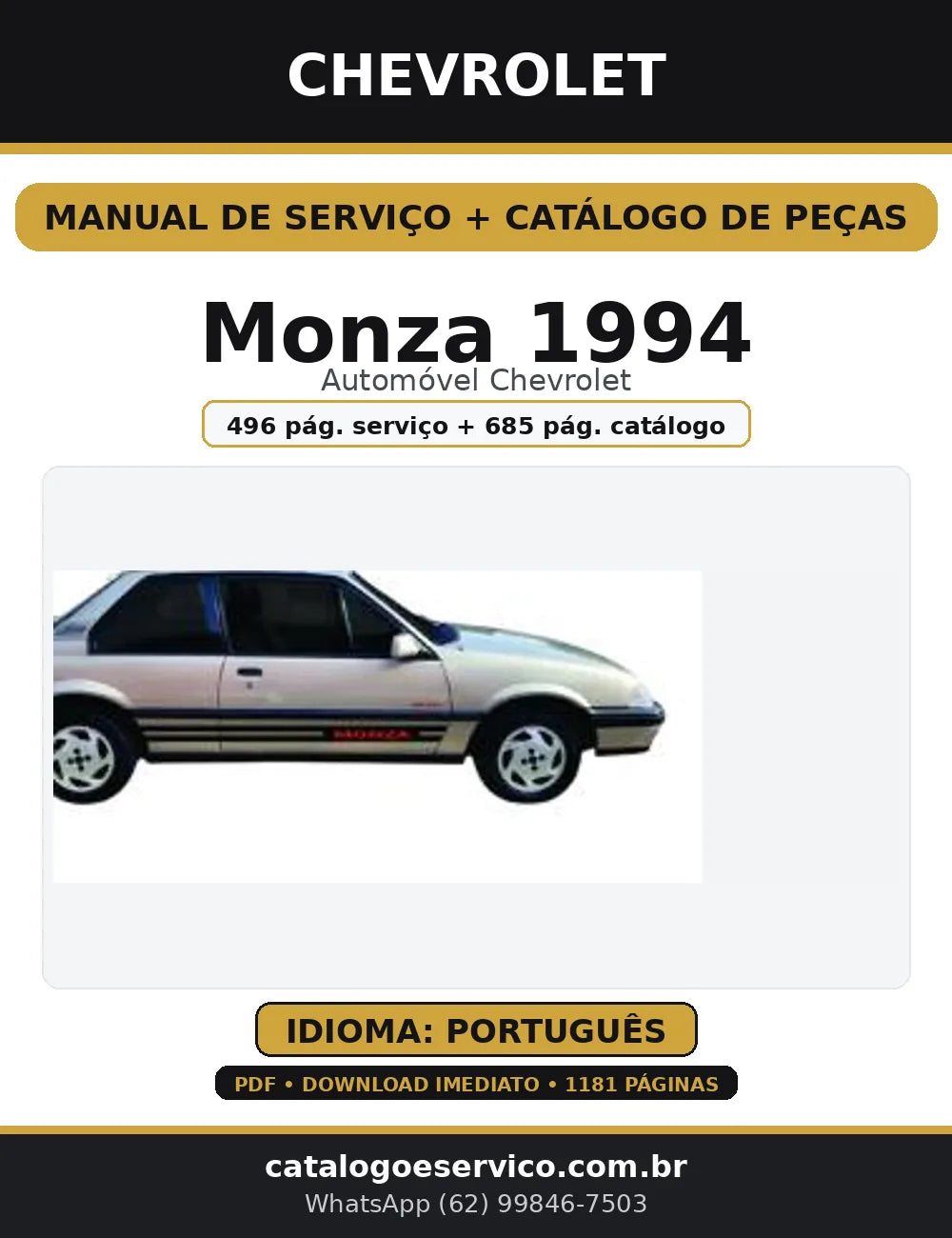 Manual de Serviço + Catálogo de Peças Chevrolet Monza 1994 — Português (PDF) — capa