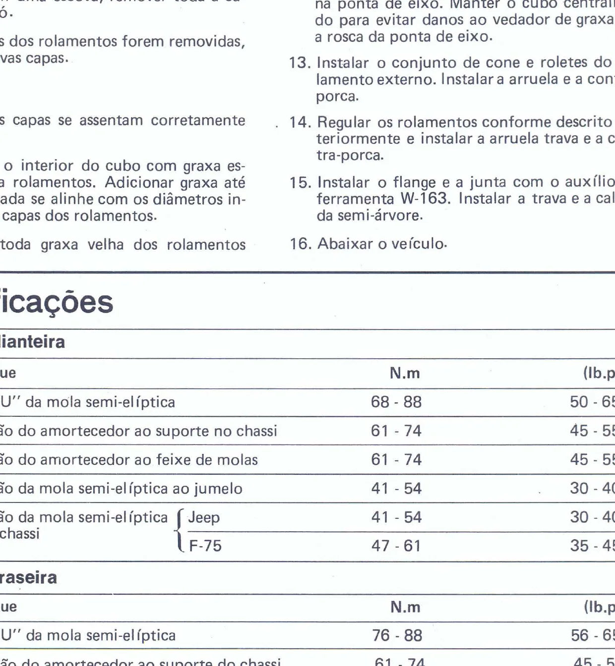 FORD Jeep CJ5 / F-75 — detalhe do procedimento — página interna do manual de oficina