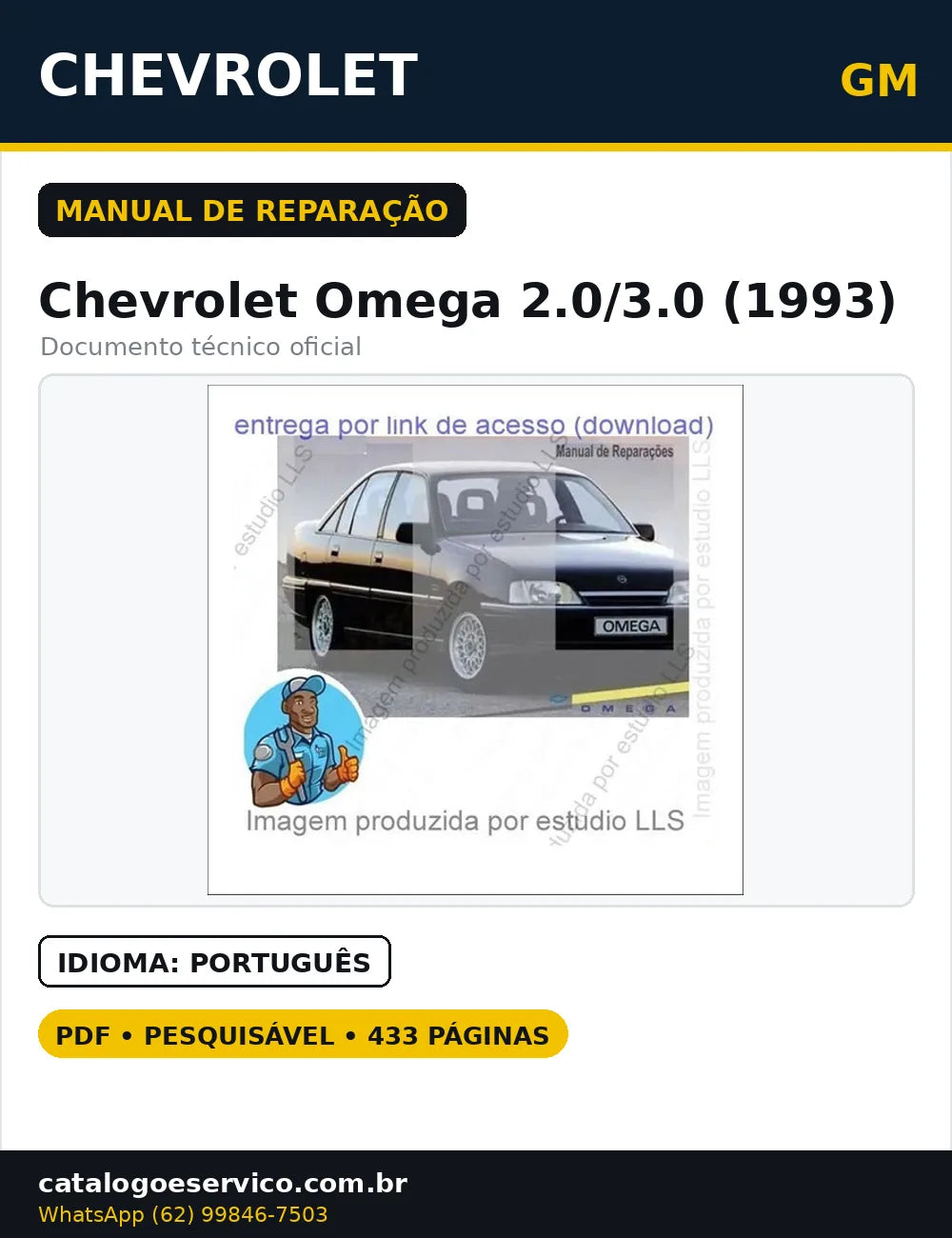 Manual Reparações Serviço Chevrolet Omega 2.0 3.0 1993