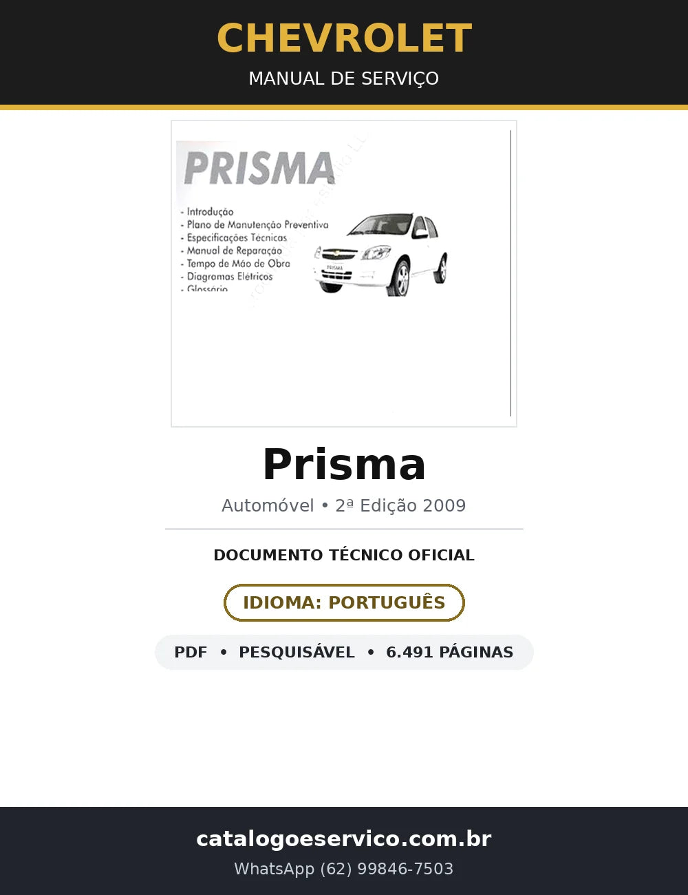 Manual de Serviço Chevrolet Prisma — 2ª Edição 2009 (6.491 págs.) — capa