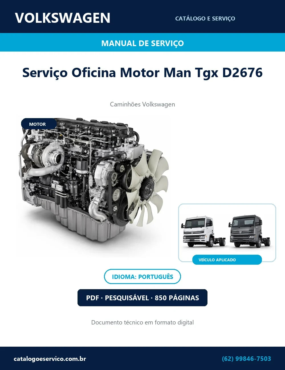Manual Reparações Serviço Oficina Motor Vw Man Tgx D2676