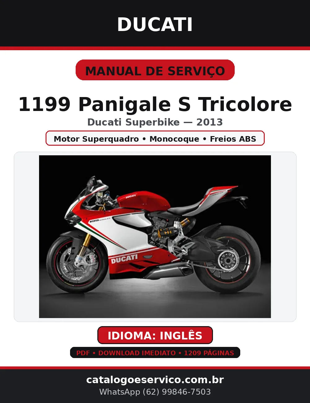 Manual de Serviço Ducati 1199 Panigale S Tricolore 2013 (PDF, EN) — capa