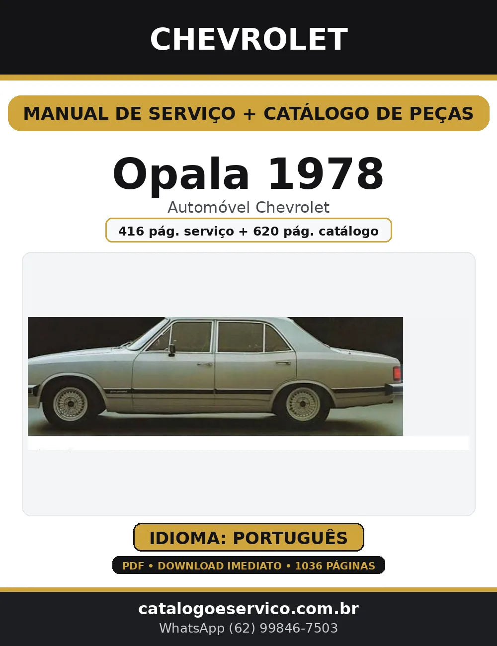 Manual de Serviço + Catálogo de Peças Chevrolet Opala 1978 — Português (PDF) — capa