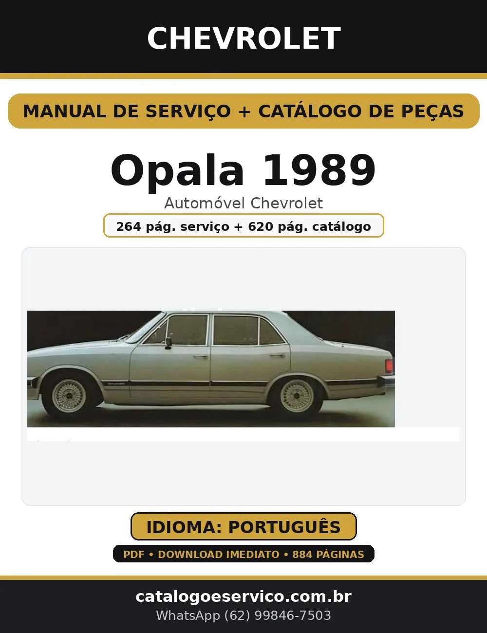 Manual de Serviço + Catálogo de Peças Chevrolet Opala 1989 — Português (PDF) — capa