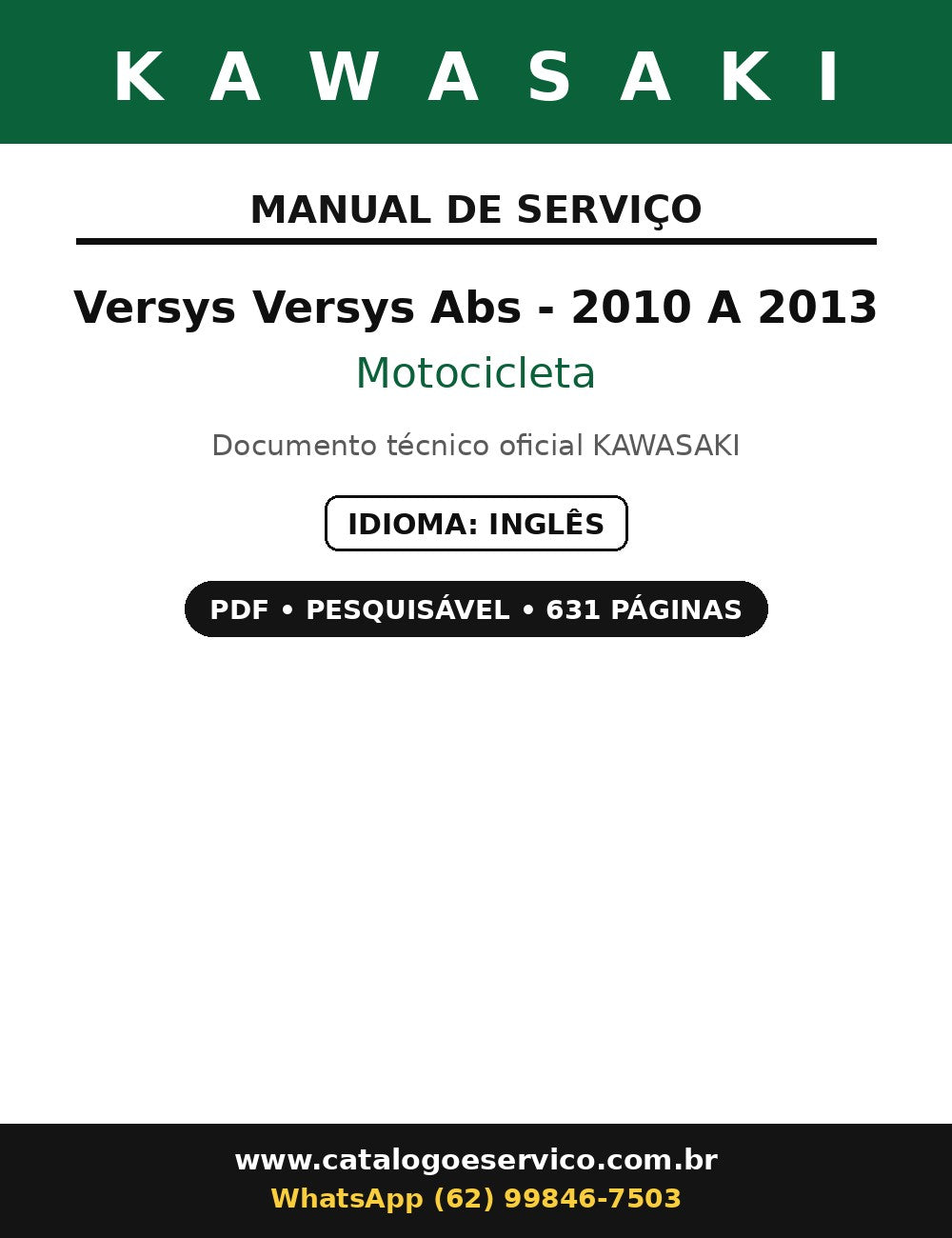Manual Serviço Kawasaki Versys Versys Abs - 2010 A 2013