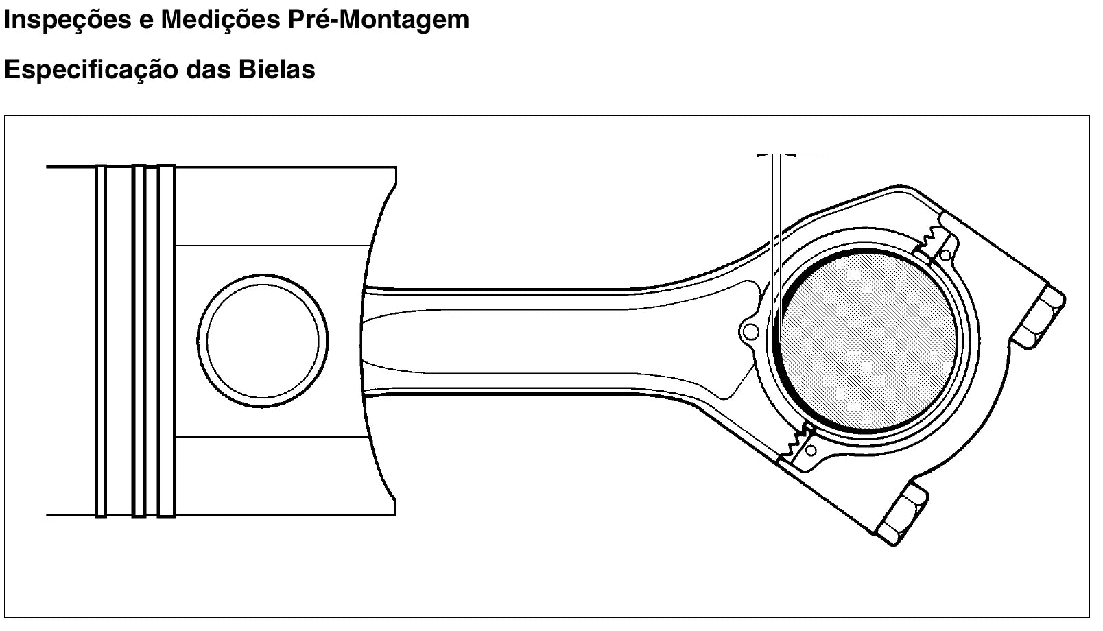 Manual MWM Série 10: especificação das bielas com folga radial e folga longitudinal