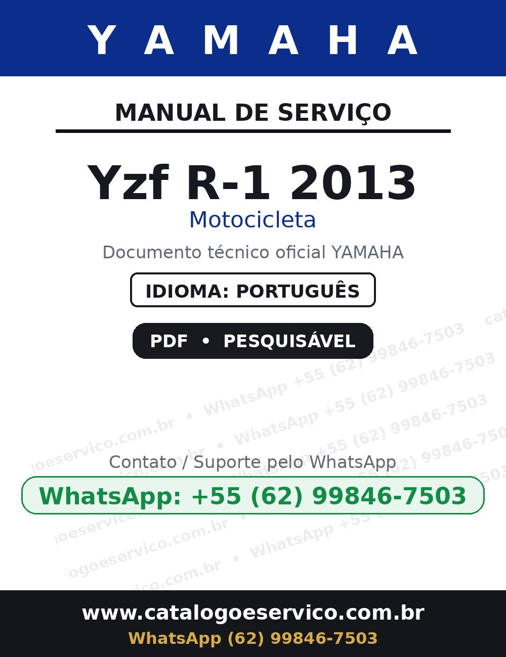 Manual Serviço Yamaha Yzf R-1 2013 - — capa do manual de serviço