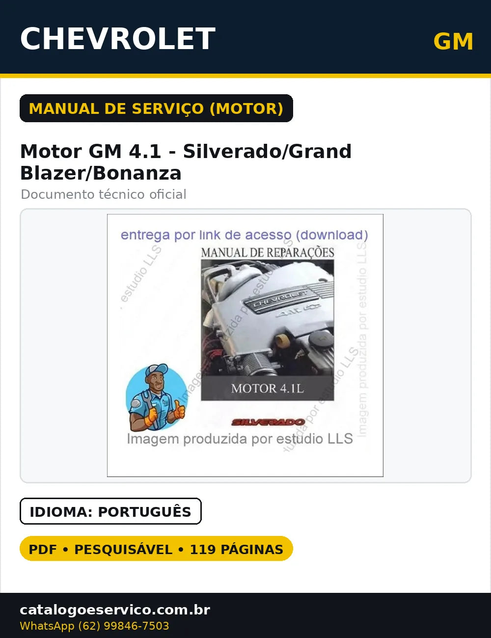 Manual Serviços Motor Gm 4.1 Silverado Grand Blazer Bonanza