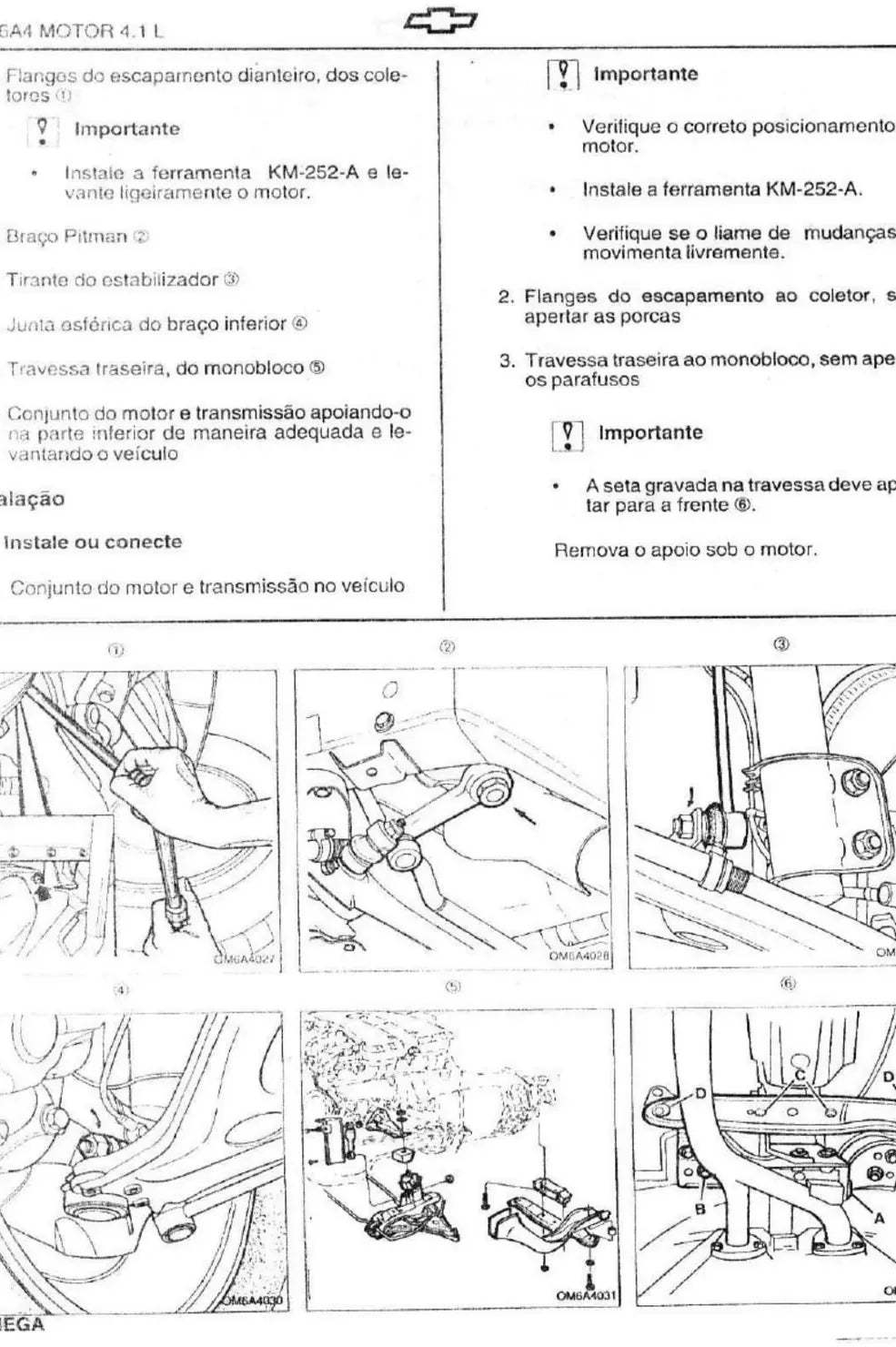 Página interna 1 — Manual de Serviço Chevrolet Motor 4.1 — Omega 1995