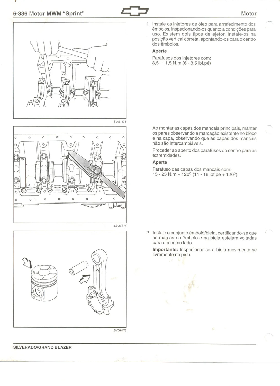 Página interna 1 — Manual de Serviço Chevrolet Motor MWM Sprint