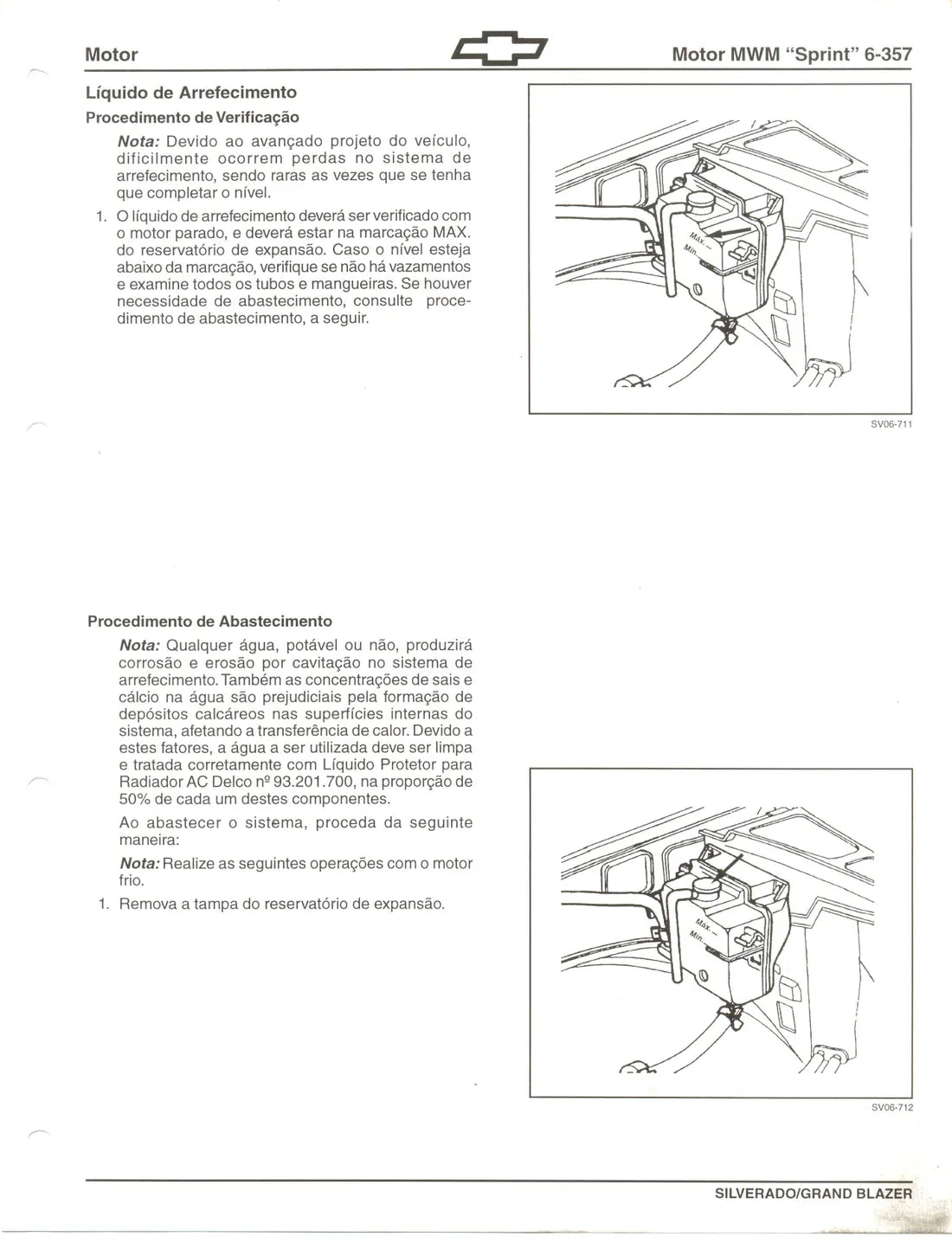 Página interna 2 — Manual de Serviço Chevrolet Motor MWM Sprint