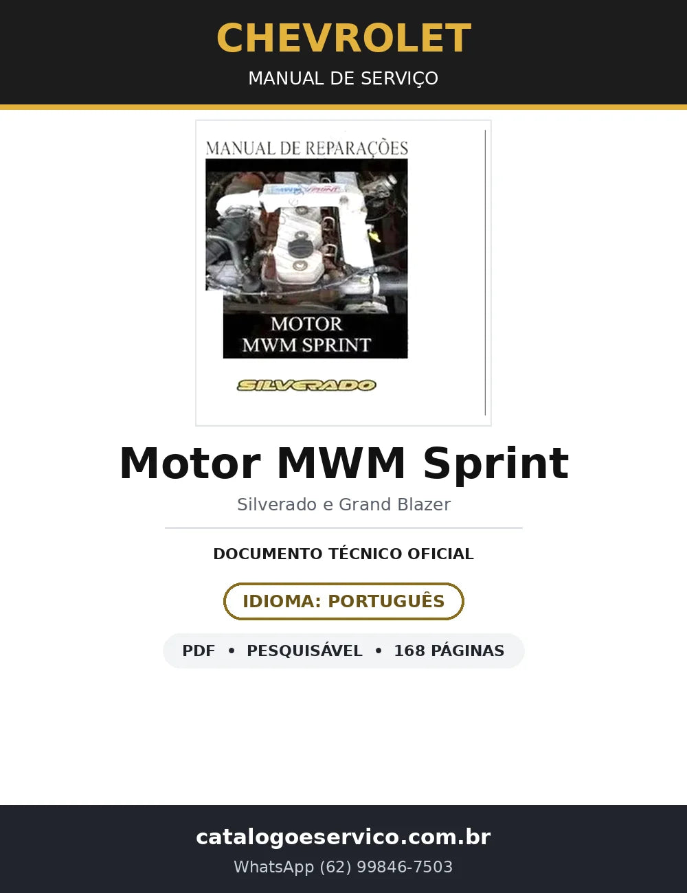 Manual de Serviço Motor MWM Sprint — Silverado e Grand Blazer (168 págs.) — capa