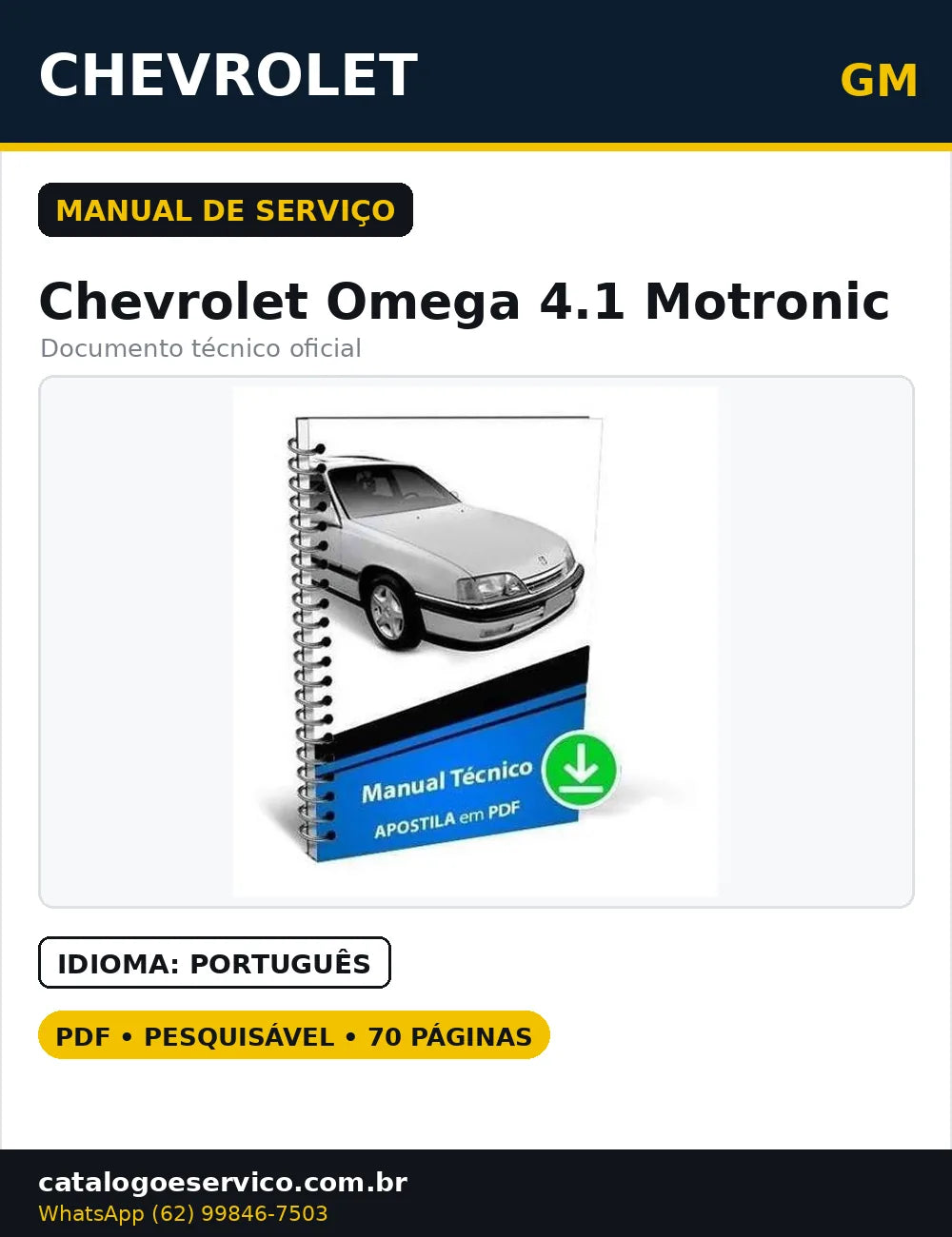 Manual Serviços Reparação Chevrolet Omega 4.1 Motronic Pd
