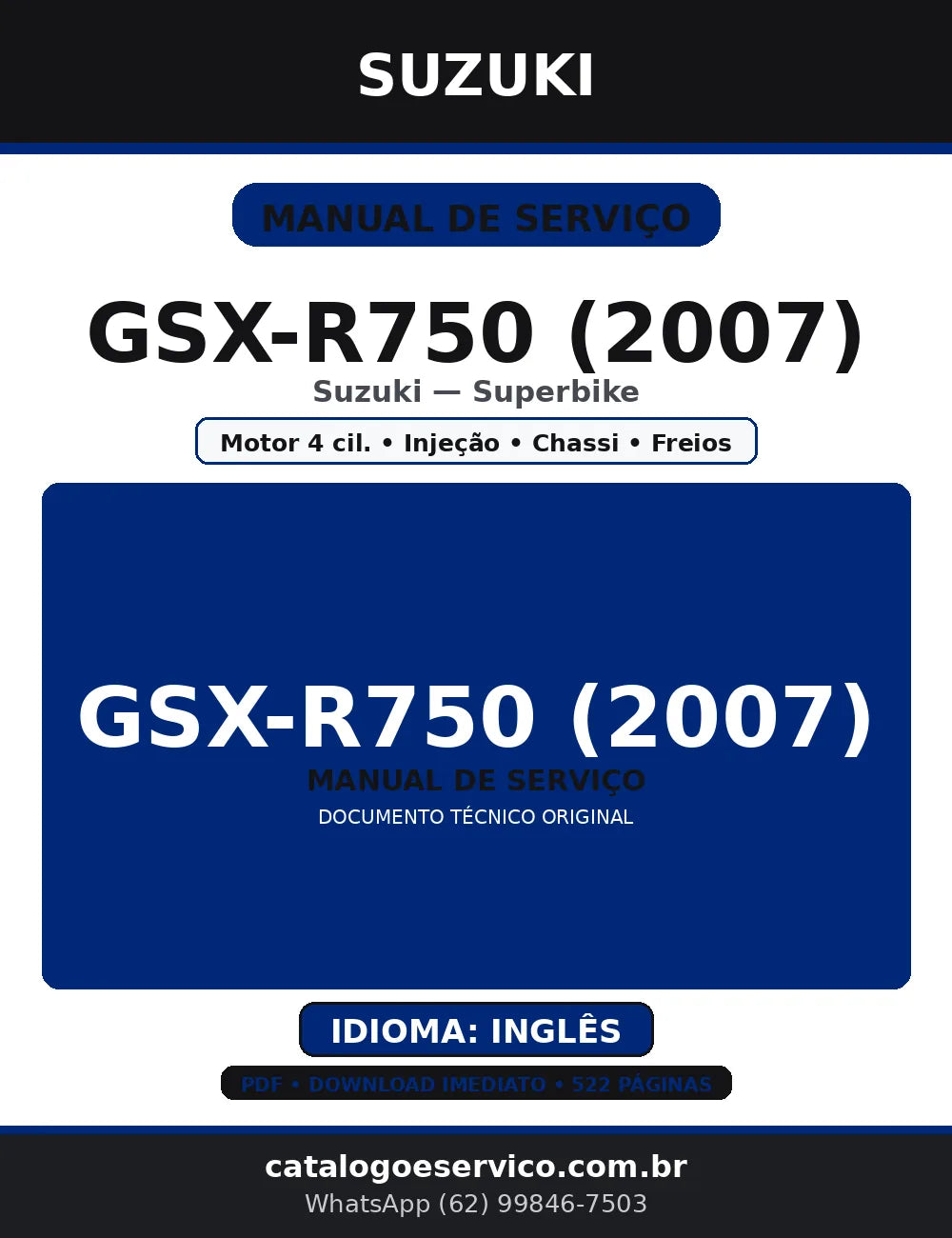 Manual de Serviço Suzuki GSX-R750 2007 — Service Manual (PDF) — capa