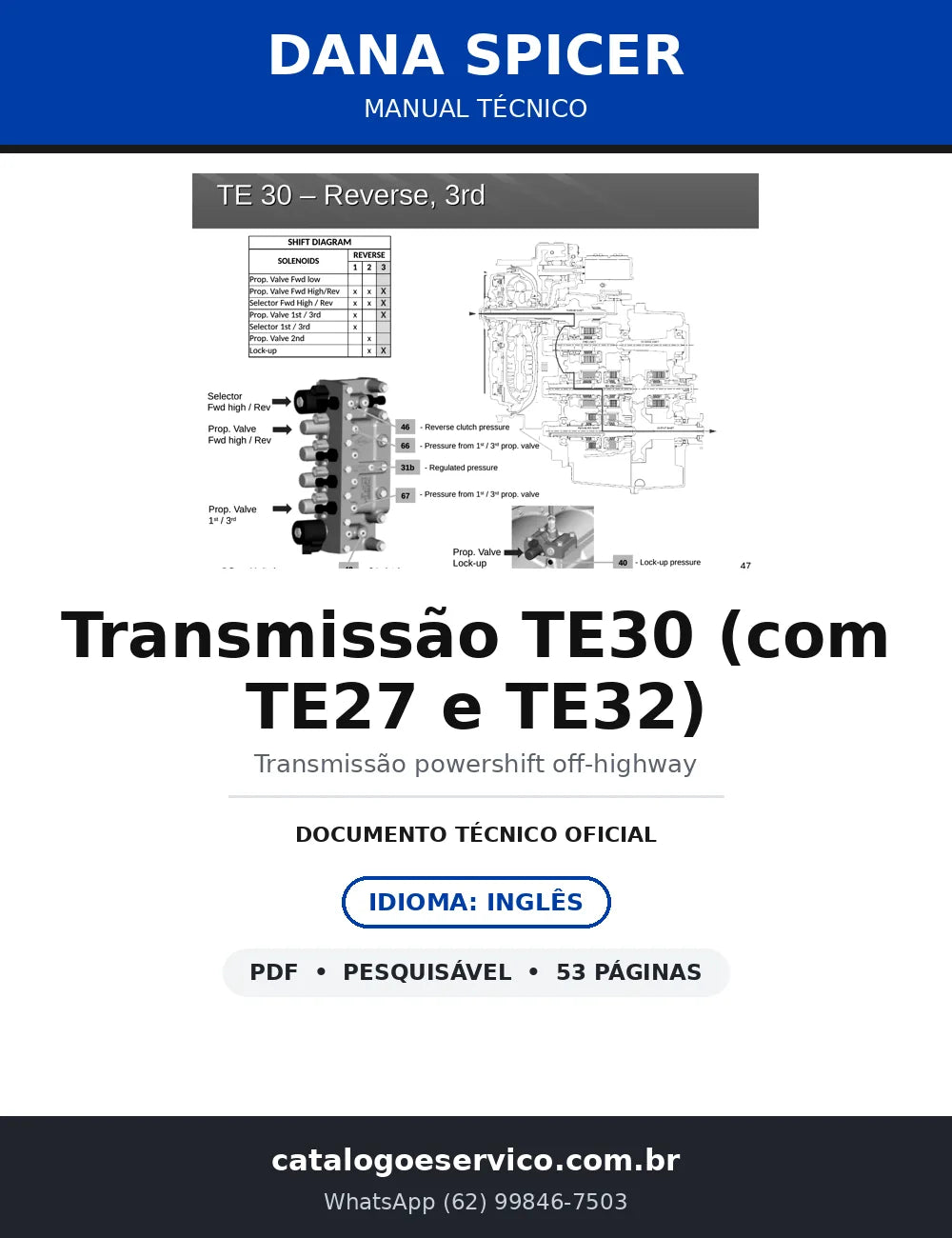 Manual Técnico Dana Spicer Transmissão TE30 - Treinamento com Comparativo TE27 e TE32 — capa
