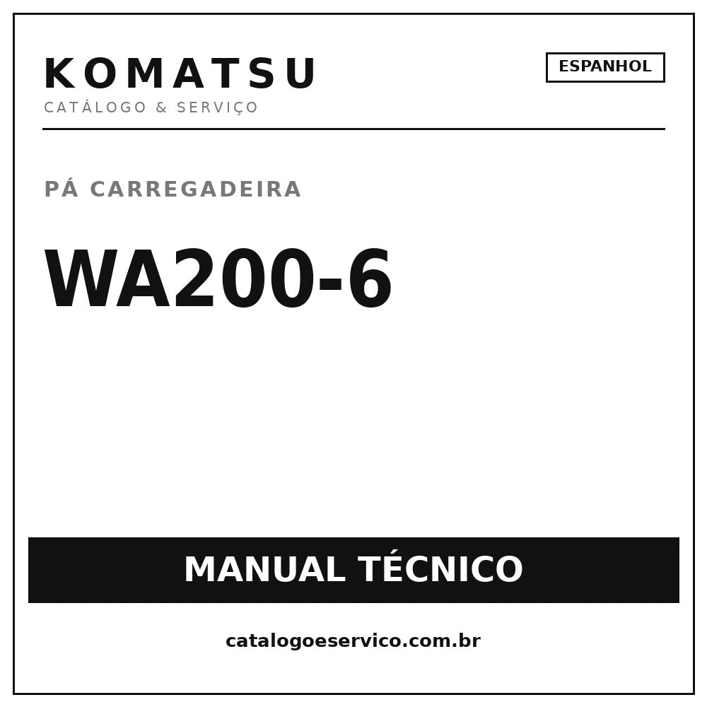 Manual Tecnico Serviço Carregadeira Komatsu Wa200-6 Spanhol