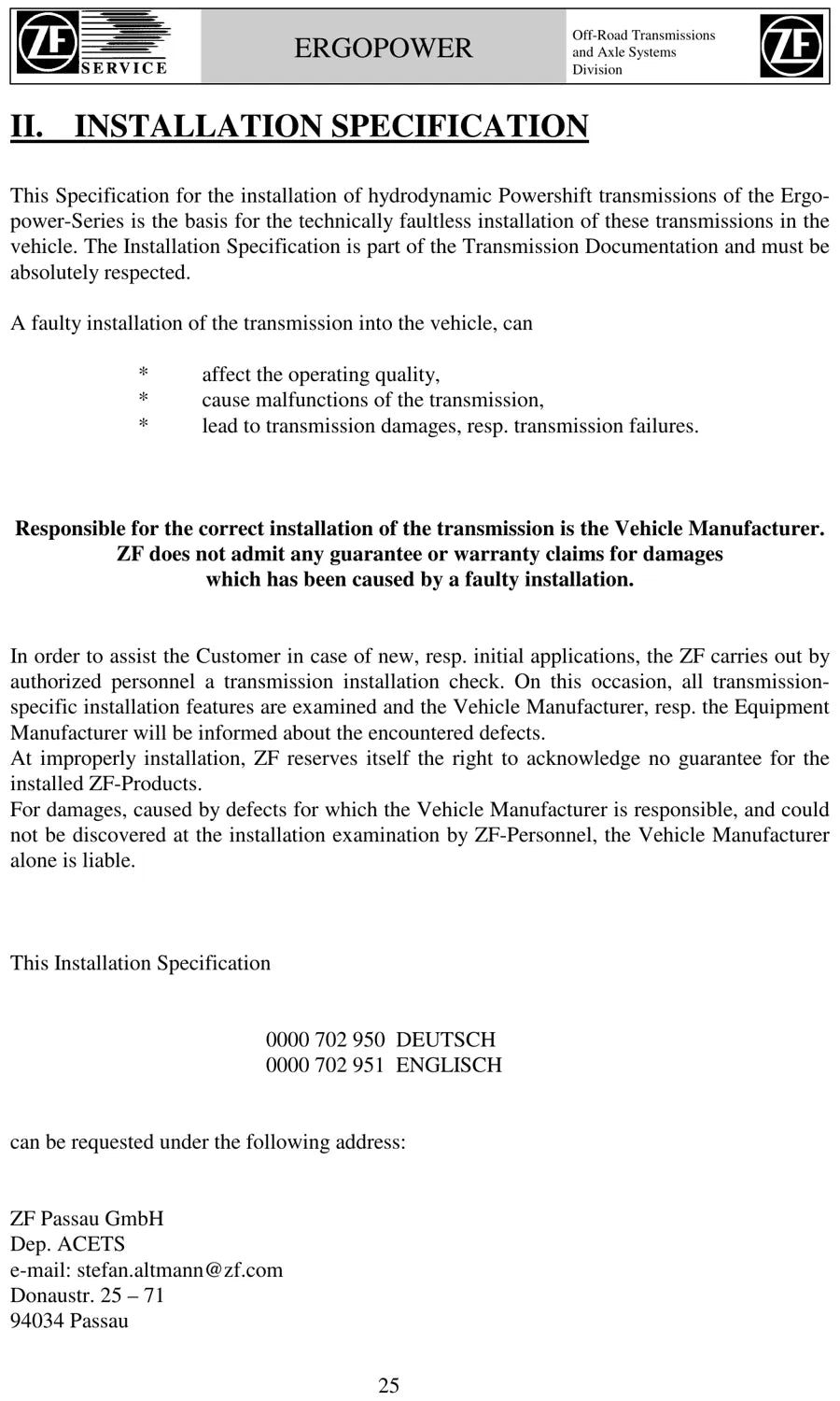 Manual Técnico ZF Ergopower 5 WG-261 e 5 WG-311 Powershift (5872.368.002) — página 3 do documento