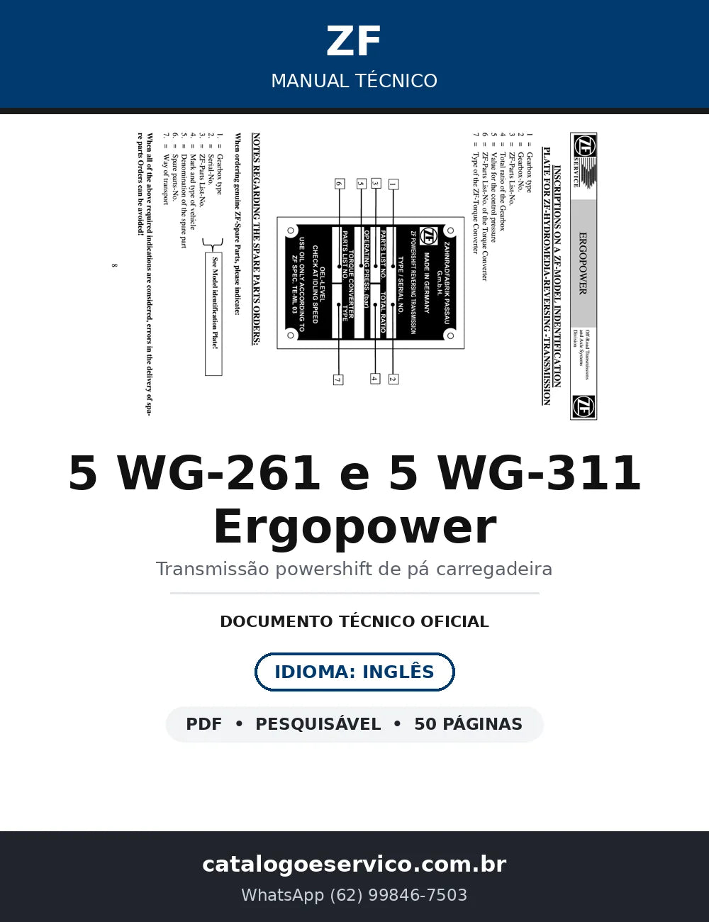 Manual Técnico ZF Ergopower 5 WG-261 e 5 WG-311 Powershift (5872.368.002) — capa