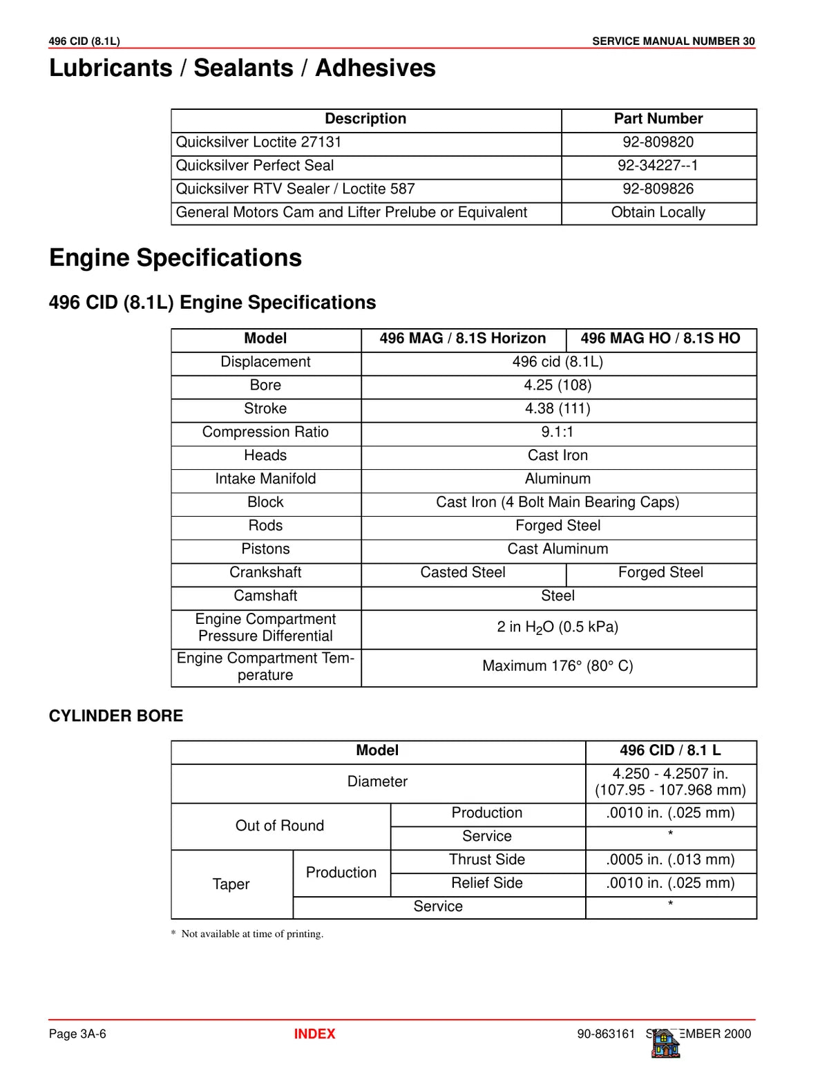 Mercruiser Motor 496CID 8.1L — motor marítimo, figura técnica 1