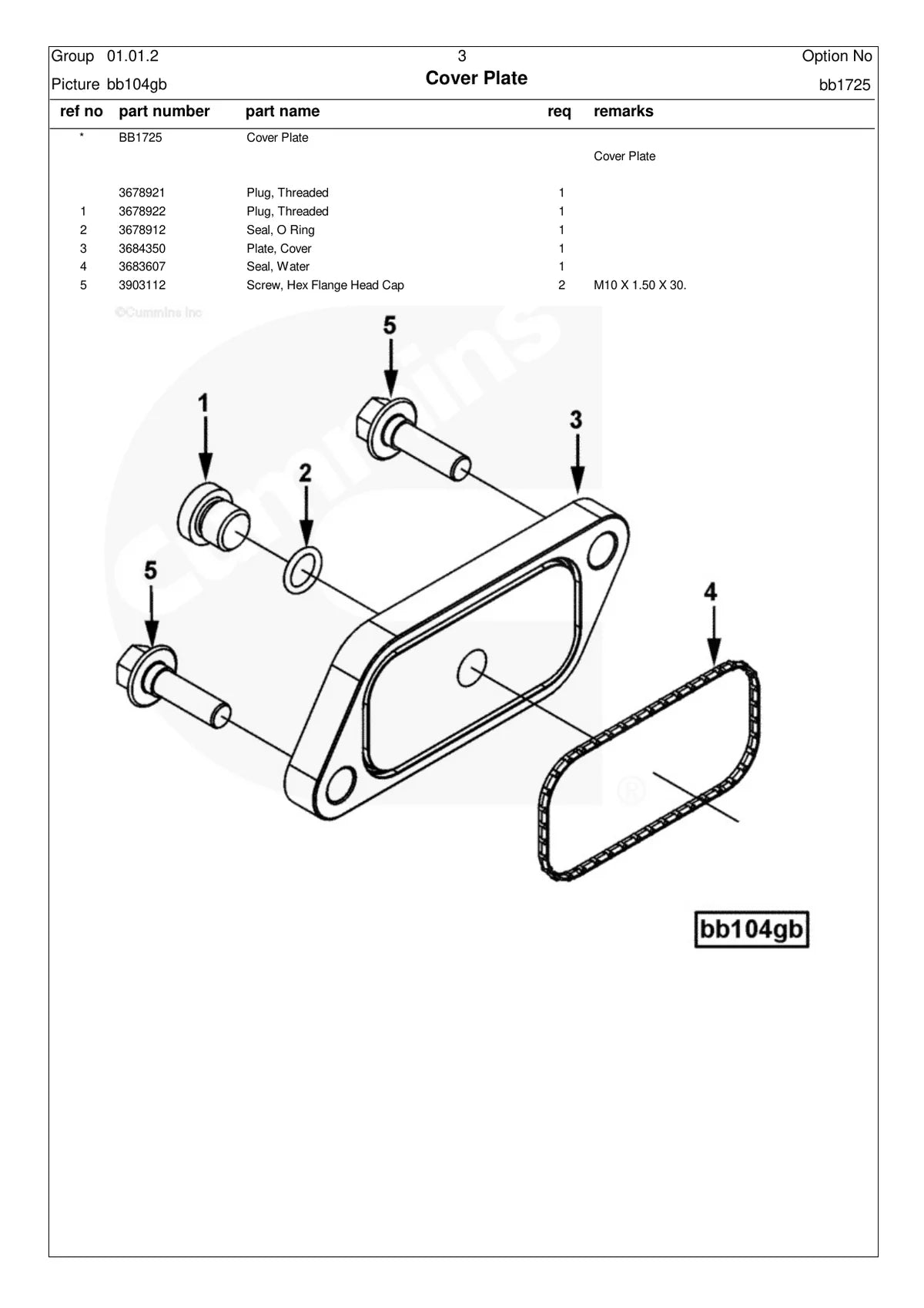 Cummins Motor QSX15 — motor, vista explodida 1