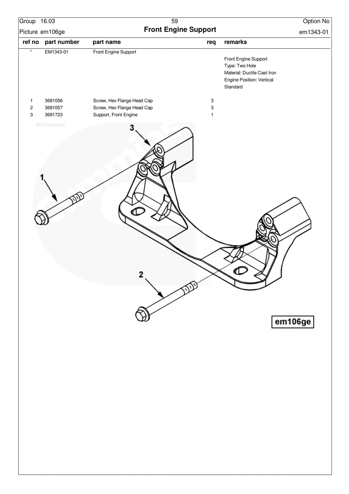 Cummins Motor QSX15 — motor, vista explodida 4