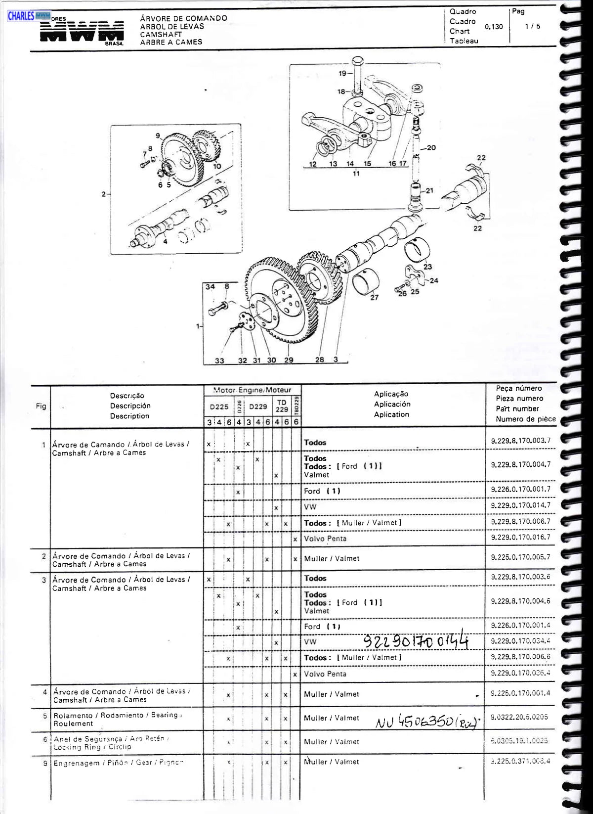 Mwm Motor D225, D226, D229, TD229 — motor, vista explodida 1