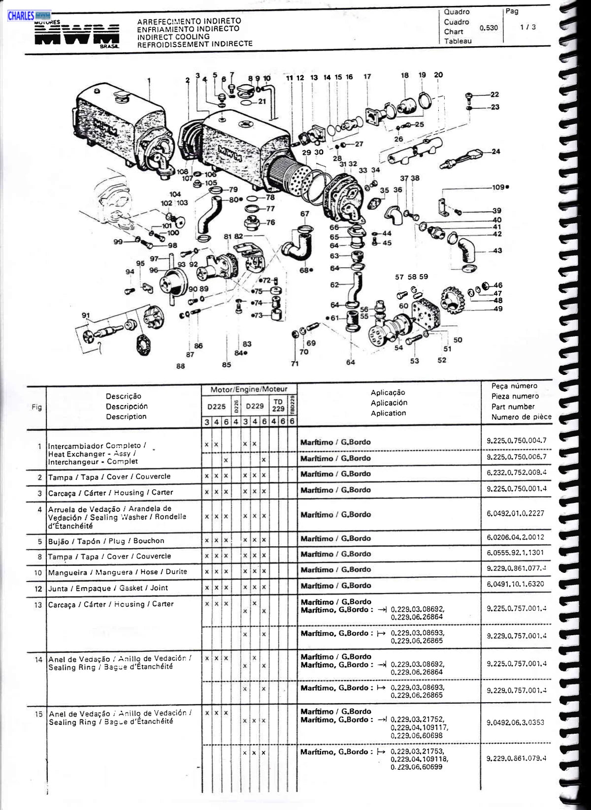 Mwm Motor D225, D226, D229, TD229 — motor, vista explodida 3