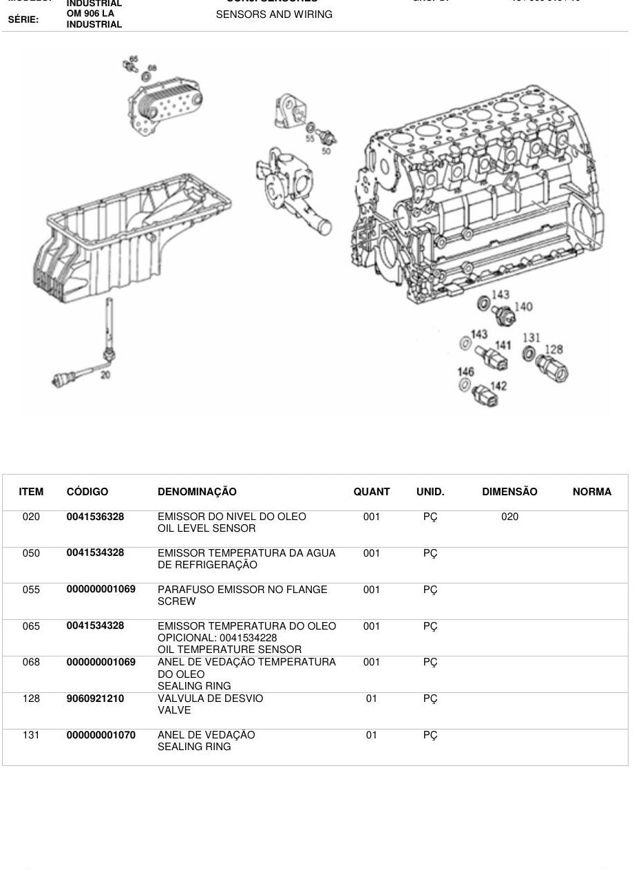 Motor Mercedes-Benz OM 906LA (motor industrial) — Catalogo de pecas bilingue do motor industrial OM 906LA - diagrama 2
