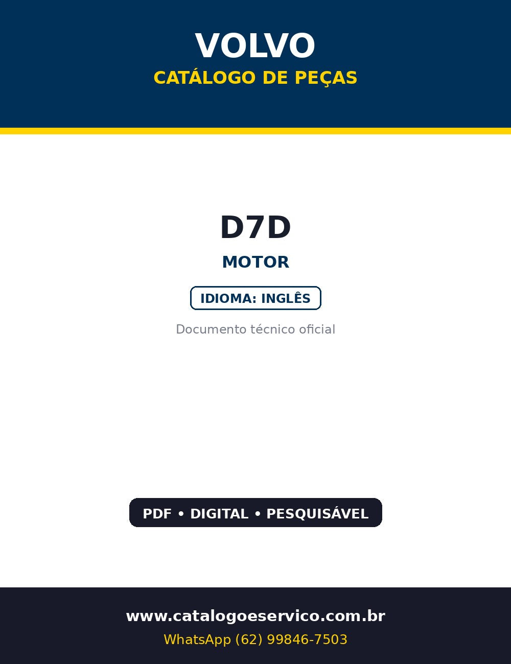 Catálogo de Peças Volvo D7D — Motor Volvo D7D com códigos VOE originais