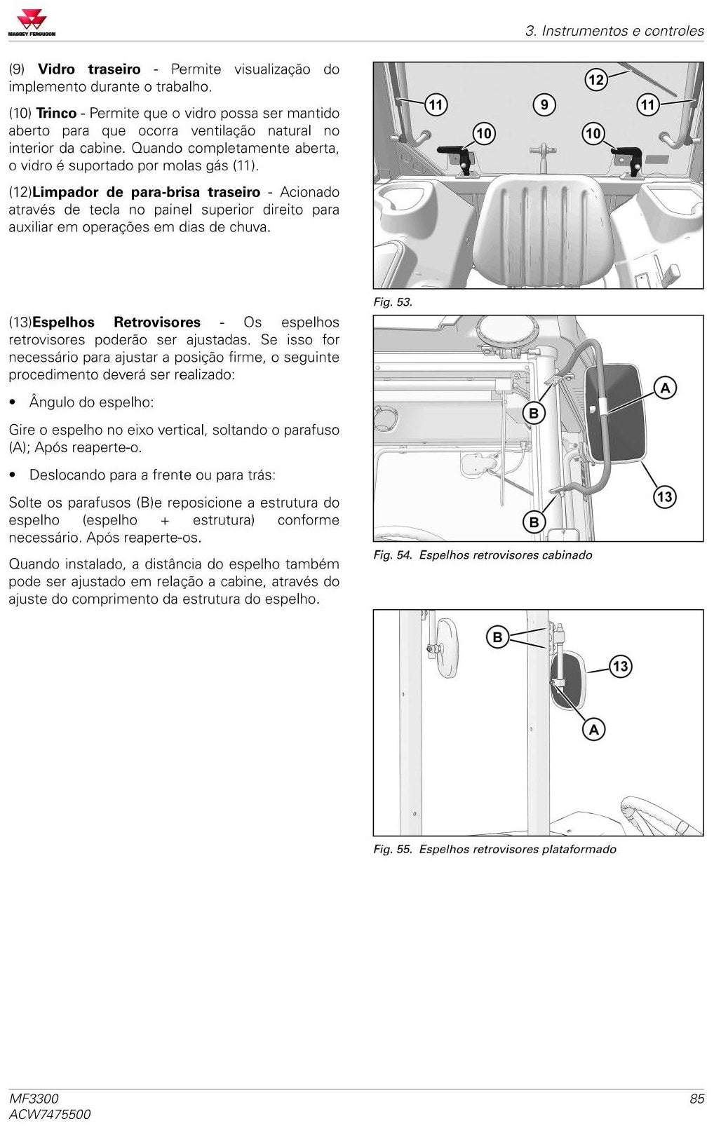 MF 3300 instrumentos e controles