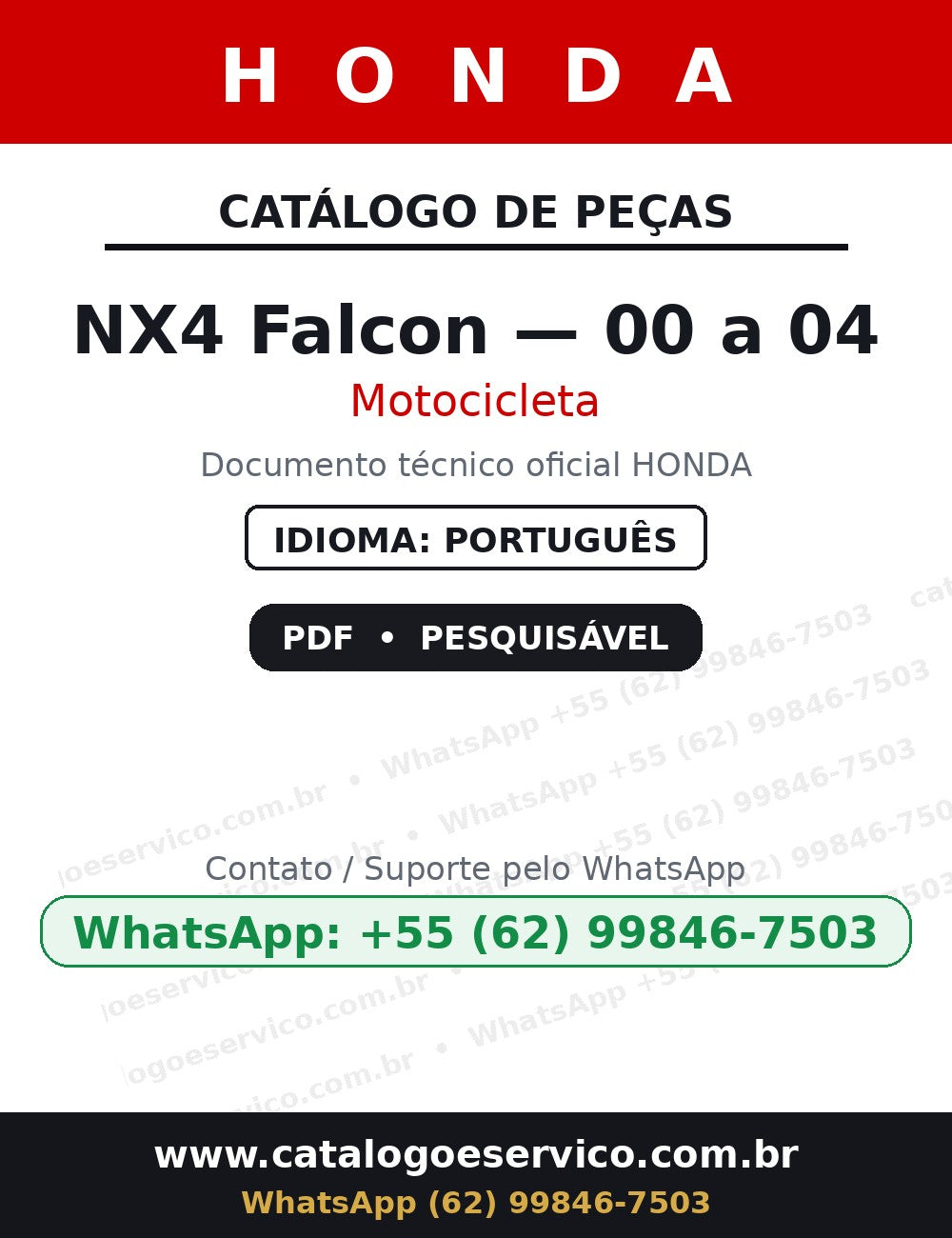 HONDA NX4 Falcon — 00 a 04 — Catálogo de Peças