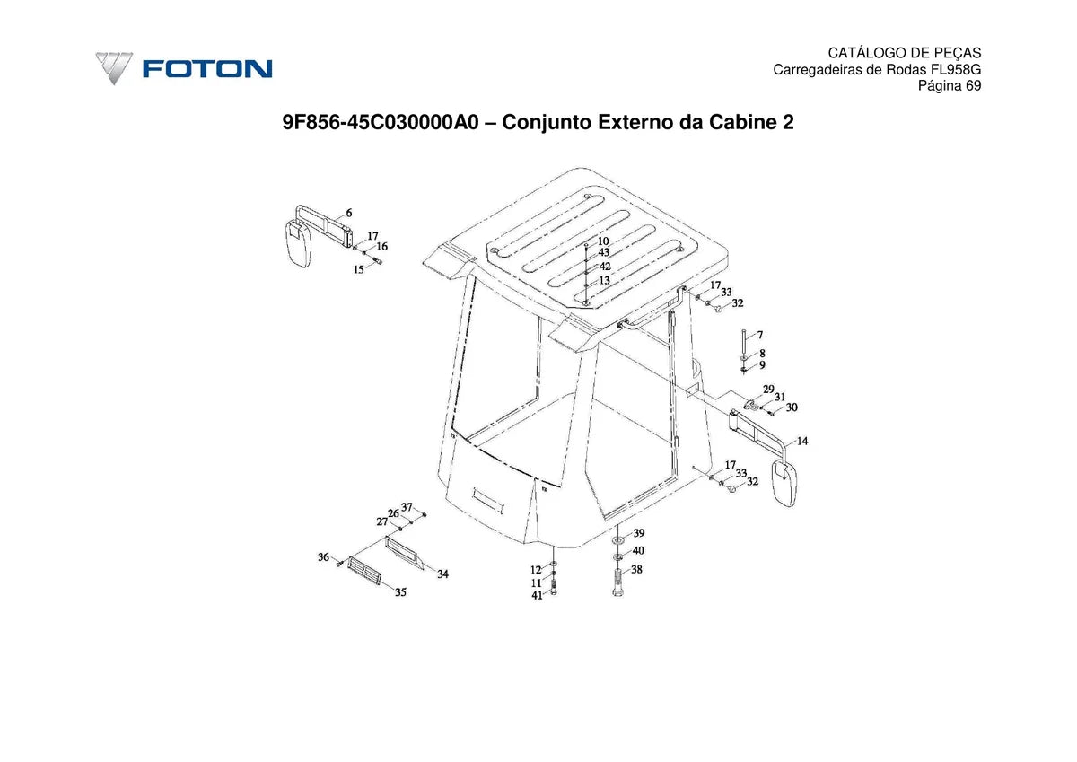 Foton Lovol PÁ Carregadeira FL958G Bramax — carregadeira, vista explodida 1